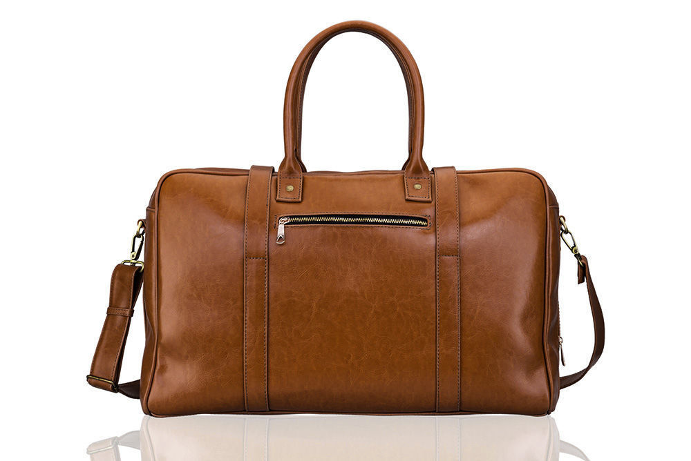 brown leather weekend bag